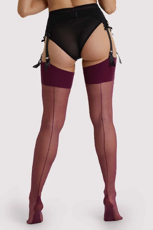 Bra with a push - up insert for extra cleavage on demand​ Grape Wine Seamed Stockings