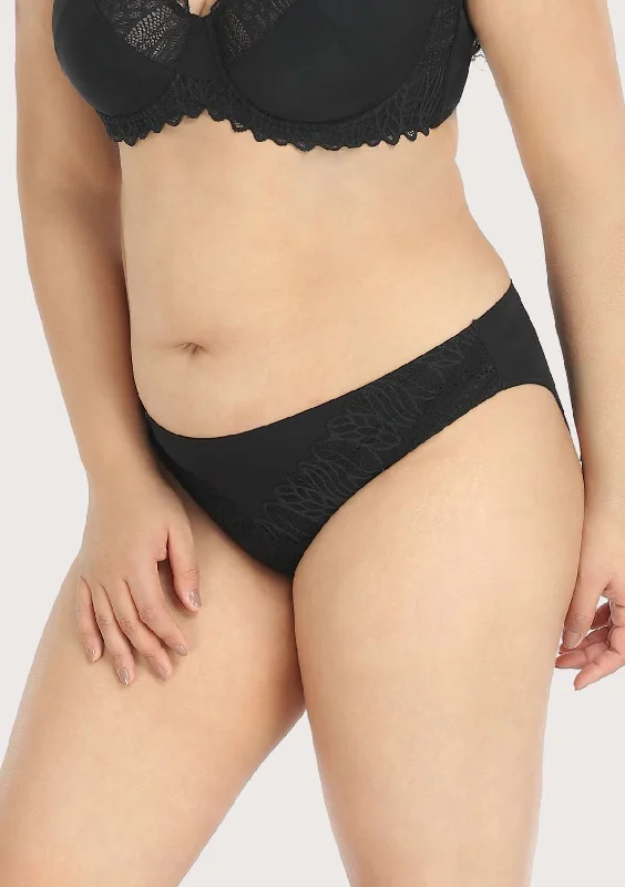 Bra with a plus - size bralette style for a trendy look Pretty Secrets Black Lace Trim Bikini Underwear Bra with a plus - size bralette style for a trendy look Pretty Secrets Black Lace Trim Bikini Underwear