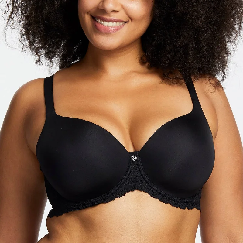 Bra with a polyester - lined cup for durability and moisture - wicking Pure Plus Full Coverage T-Shirt Bra In Black - Montelle Bra with a polyester - lined cup for durability and moisture - wicking Pure Plus Full Coverage T-Shirt Bra In Black - Montelle
