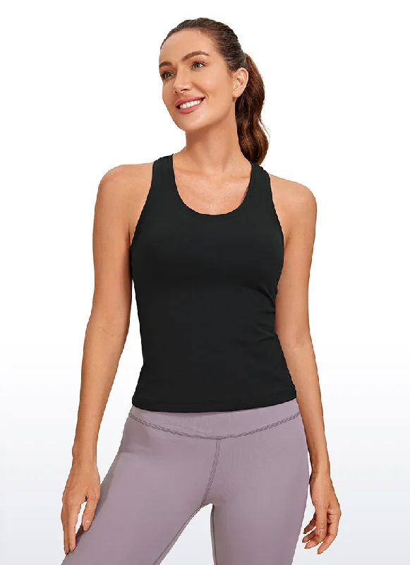 Bra with a quarter - cup design for a very revealing style Butterluxe Waist-Length Crewneck Tank Racerback Bra with a quarter - cup design for a very revealing style Butterluxe Waist-Length Crewneck Tank Racerback