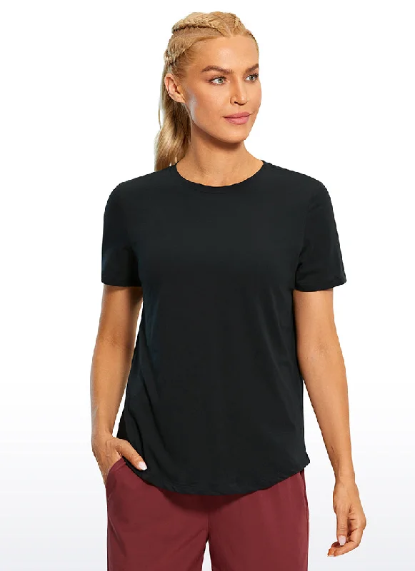 Bra with a solid color for a classic and versatile option Pima Cotton Short Sleeves Round Neck Bra with a solid color for a classic and versatile option Pima Cotton Short Sleeves Round Neck
