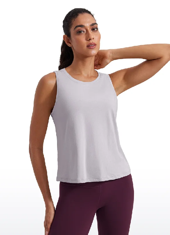 Bra with a contour memory foam cup for a natural look​ Pima Cotton Crop Tank Round Neck
