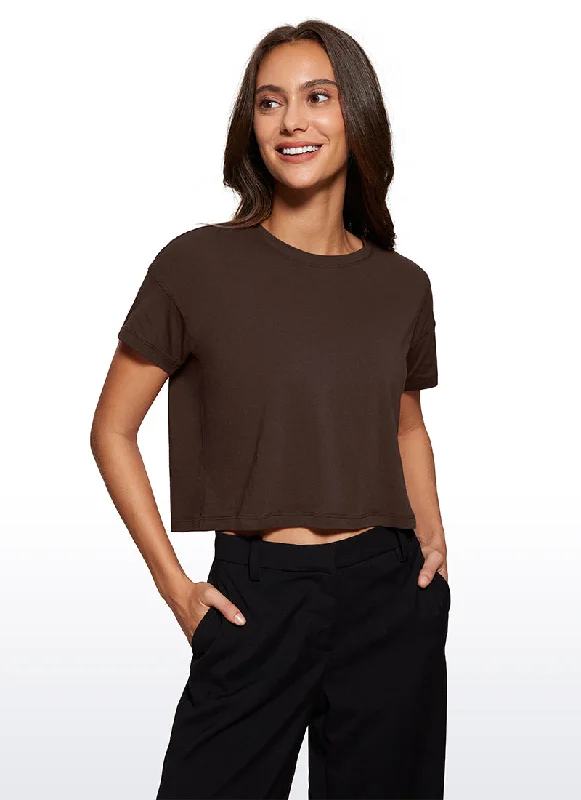 Bra with a plus - size bralette style for a trendy look Pima Cotton Short Sleeves Cropped Crew Neck Bra with a plus - size bralette style for a trendy look Pima Cotton Short Sleeves Cropped Crew Neck