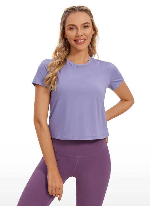 Bra with a breathable lining for a cool feel Pima Cotton Short Sleeves Cropped High Neck Bra with a breathable lining for a cool feel Pima Cotton Short Sleeves Cropped High Neck