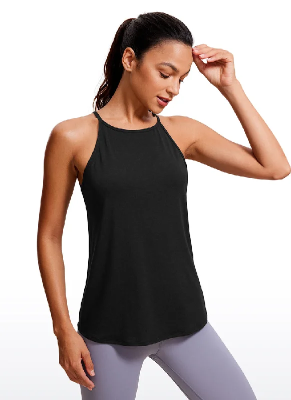 Bra with a plus - size wireless option for comfort​ Halter Hip-Length High Neck Tank