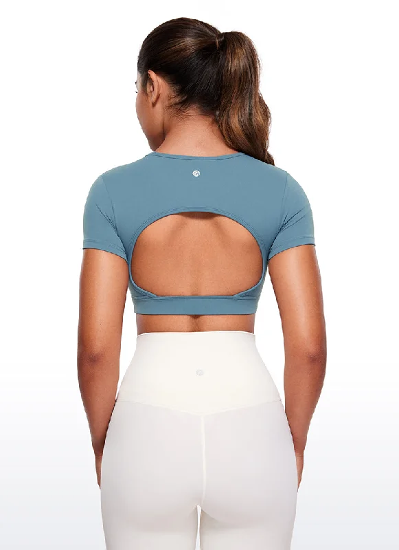 Bra with a soft - touch lining for a luxurious experience Butterluxe Open Back Cropped Short Sleeves Bra with a soft - touch lining for a luxurious experience Butterluxe Open Back Cropped Short Sleeves