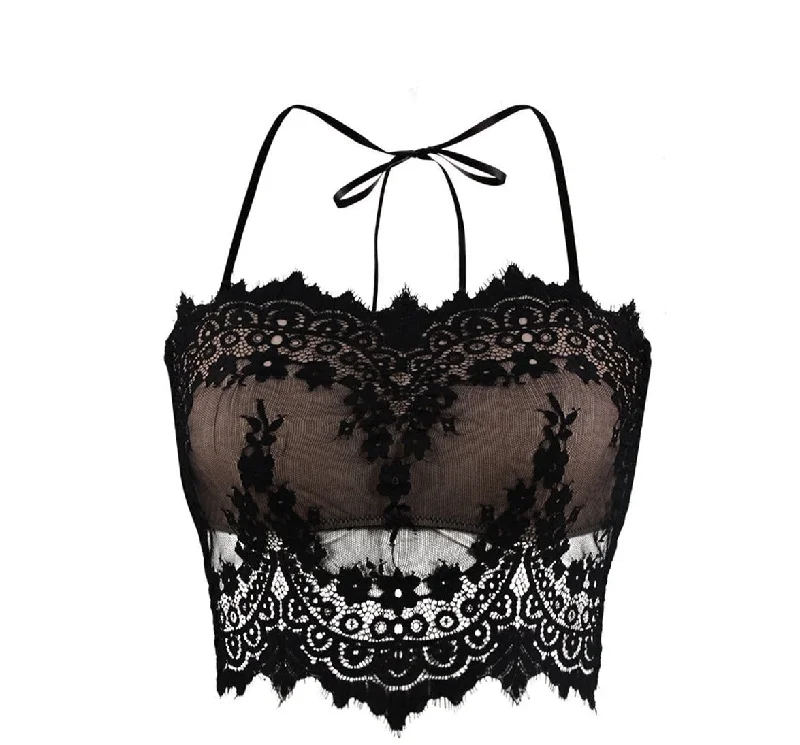 Bra with a textured fabric for added visual interest Sexy Halter Lace Bralette Lingerie Bra with a textured fabric for added visual interest Sexy Halter Lace Bralette Lingerie