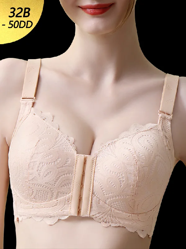 Bra with a multi - way strap system for different outfits Soft Lace Front Closure Push-Up Wireless Bras Bra with a multi - way strap system for different outfits Soft Lace Front Closure Push-Up Wireless Bras
