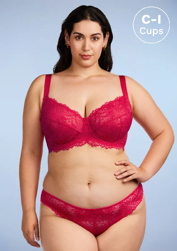 Push - up bras to add cleavage and lift​ Sunflower Raspberry Underwire Lace Bra Set