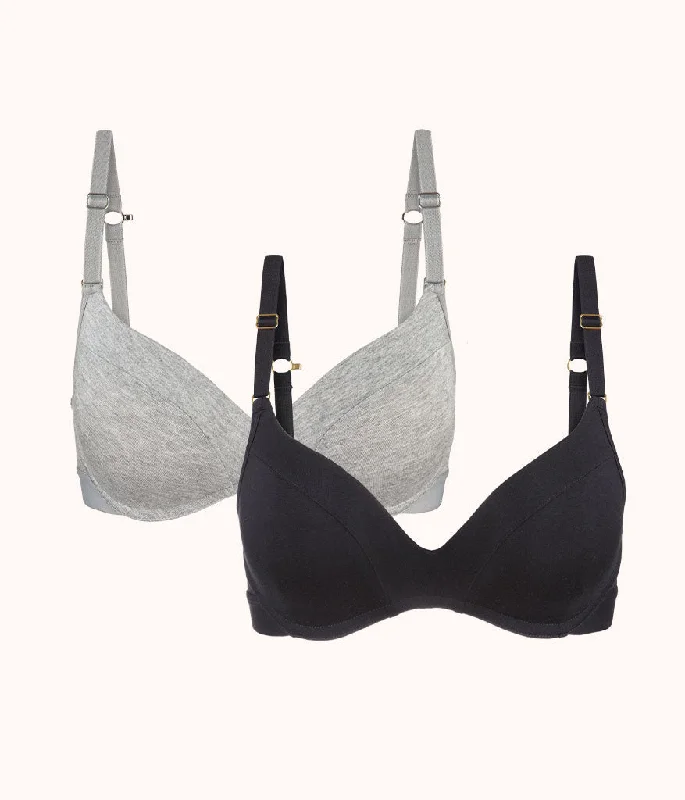 Bra with a seamless memory foam cup for a smooth silhouette The All-Day No-Wire Push-Up Bundle: Jet Black/Heather Gray Bra with a seamless memory foam cup for a smooth silhouette The All-Day No-Wire Push-Up Bundle: Jet Black/Heather Gray