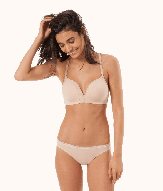 Bra with a plus - size wireless option for comfort​ The Mesh Trim No-Wire: Toasted Almond