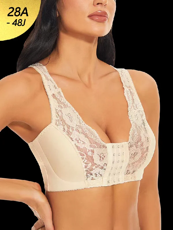 Bra with a breathable lining for a cool feel Upgraded Breathable Lace Front Close Wireless Bra with Padded Bra with a breathable lining for a cool feel Upgraded Breathable Lace Front Close Wireless Bra with Padded