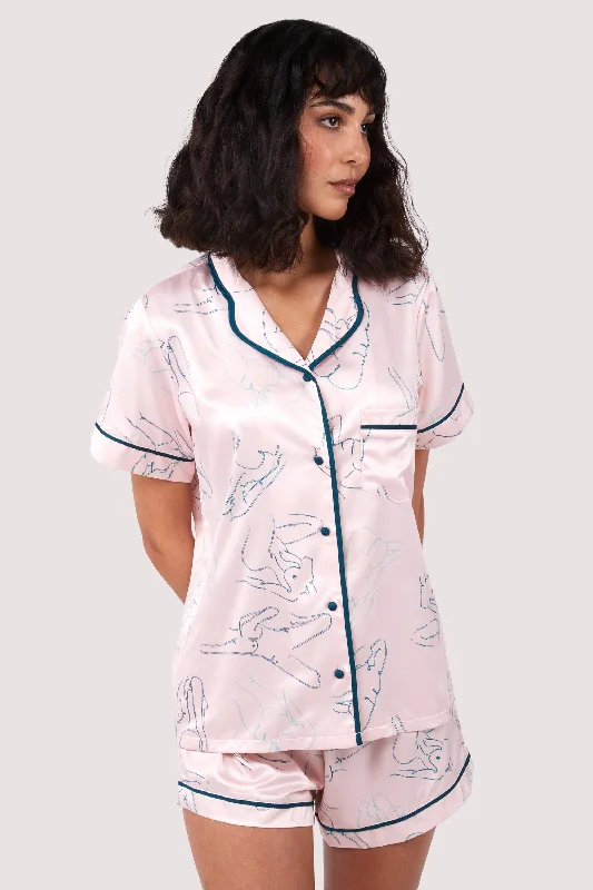 Bra with a mesh panel for added breathability​ Venus Printed Pyjama Top & Bottom