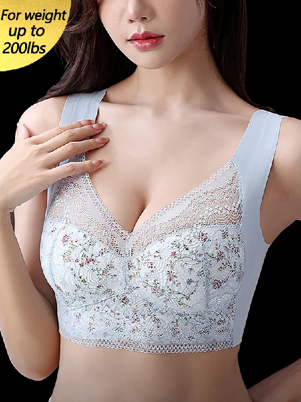 Bra with a plus - size bralette style for a trendy look Vintage Floral Lace Push Up V-neck Wireless Bra Bra with a plus - size bralette style for a trendy look Vintage Floral Lace Push Up V-neck Wireless Bra