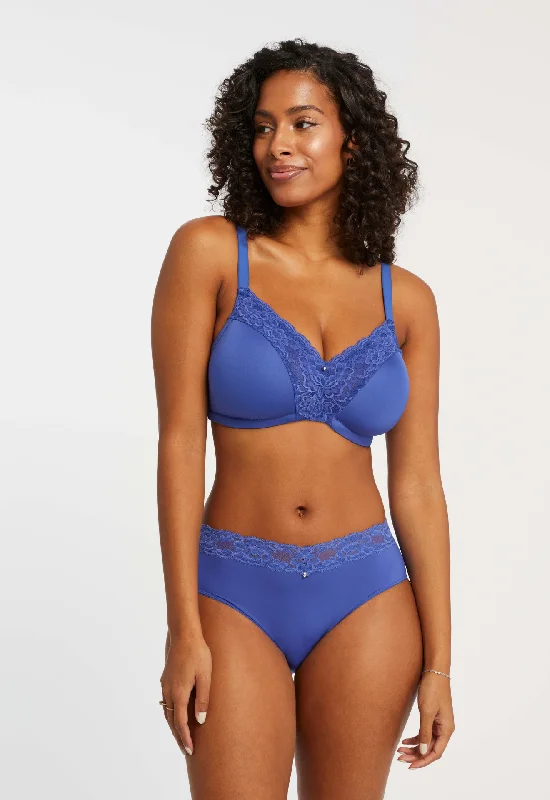 plus size women moisture wicking bra for drynessWire Free Dream Bra In Sapphire - Montelle