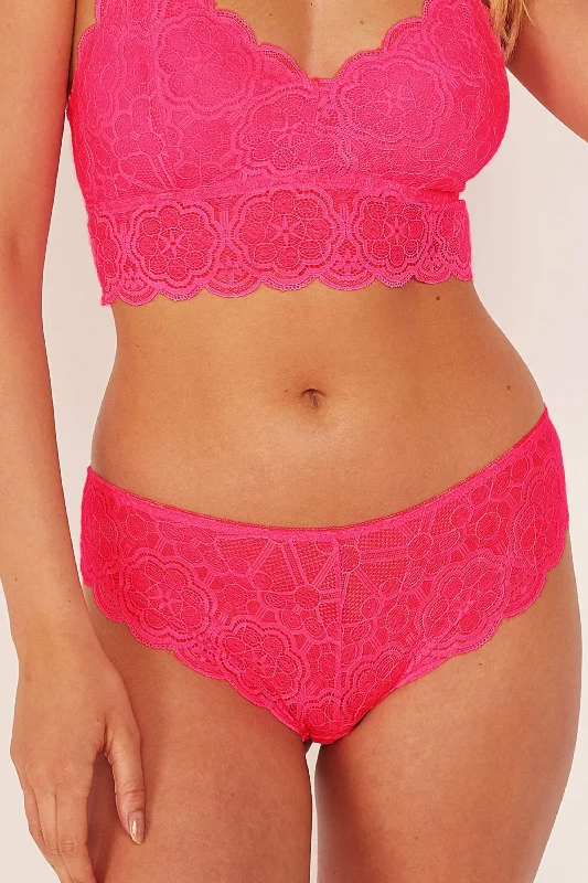 Nylon bras offering durability and stretch​ Ariana Lace Neon Pink Brief