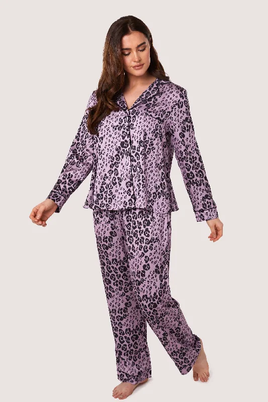 Bra with a cross - back strap design for a trendy look Kaylee Long Sleeve Lilac Animal PJs Bra with a cross - back strap design for a trendy look Kaylee Long Sleeve Lilac Animal PJs