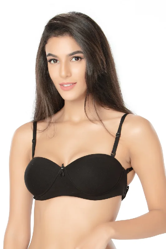 Underwire plunge wired bras for low - cut tops​1230 Plain Mold T-shirt Bra Black