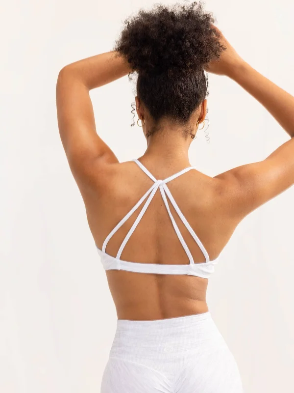 petite adjustable strap women sport braActivate Twist Sports Bra - Snow Grey Marl