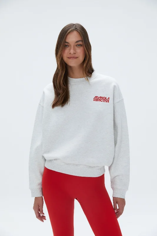 plus size low impact women sport braActive Relaxed Sweatshirt - Light Grey Melange/Classic Red