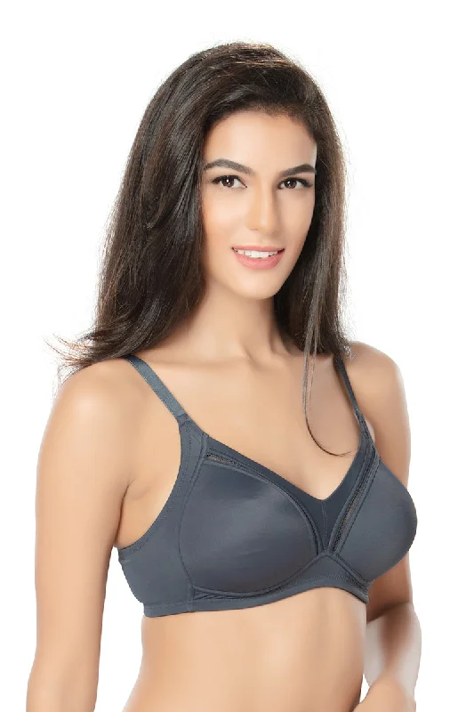 Sheer underwire wired bras for a seductive look​1234-Cotton Plain Bra Dark Grey