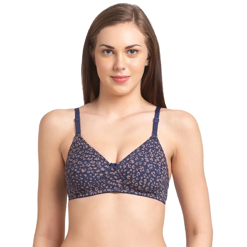 Underwire nursing sports wired bras for active moms1030 7 - Cotton Printed Bra Navy Blue Underwire nursing sports wired bras for active moms1030 7 - Cotton Printed Bra Navy Blue