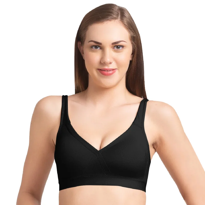 Demi - cup underwire wired bras for a sexy look​JB 36-Plain Mold T-shirt Bra  Black