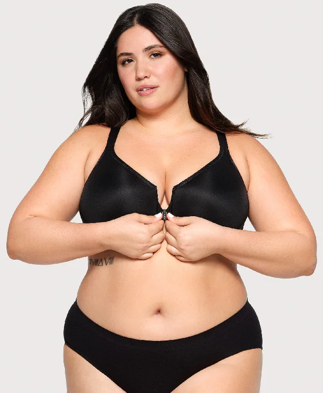 plus size women formal wear bra for special occasionsFront-Closure Posture Back WonderWire Bra Black plus size women formal wear bra for special occasionsFront-Closure Posture Back WonderWire Bra Black