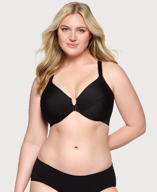 plus size women workout bra for intense workoutsFront-Closure Smoothing WonderWire Bra Black plus size women workout bra for intense workoutsFront-Closure Smoothing WonderWire Bra Black