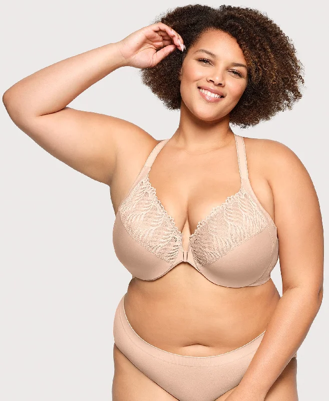 plus size women cycling bra for vibration reductionFront-Closure T-Back WonderWire Bra Cafe plus size women cycling bra for vibration reductionFront-Closure T-Back WonderWire Bra Cafe