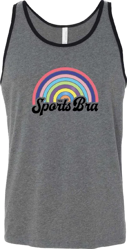 compression women sport bra for muscle supportHeather Grey Signature Rainbow Tank Top