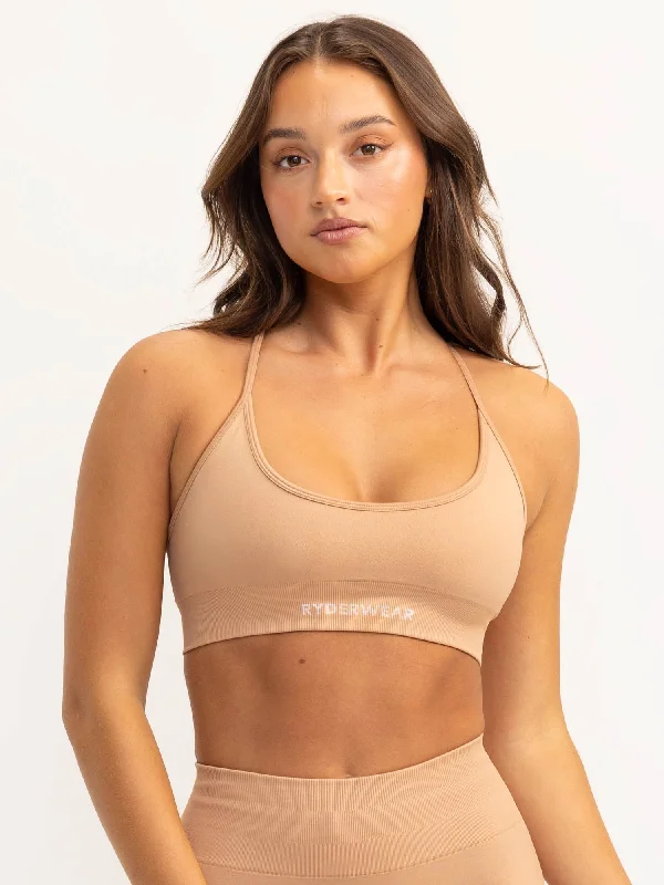 anti - chafing women sport bra for comfort during exerciseLift 2.0 Seamless Sports Bra - Tan