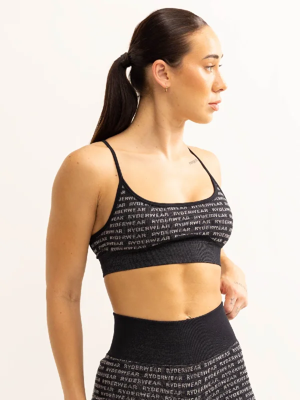 convertible women sport bra for versatilityLogo Lux Seamless Sports Bra - Black