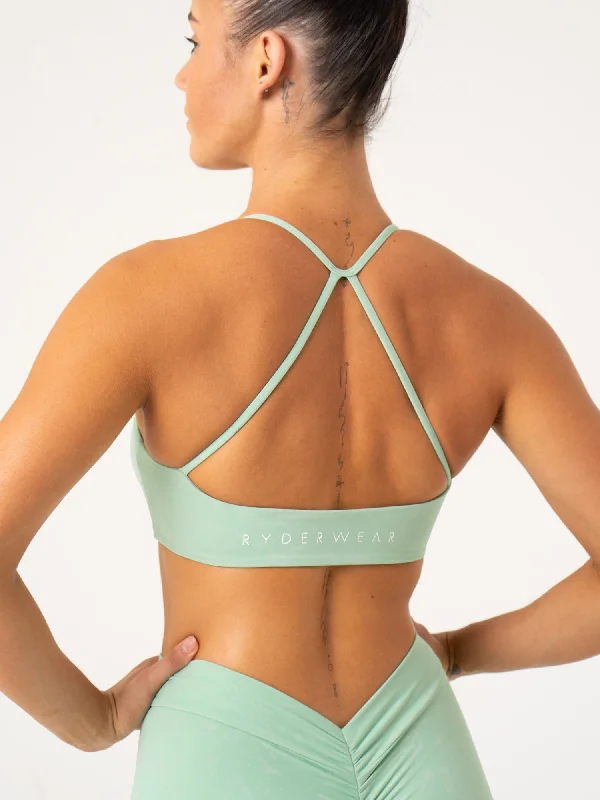 plus size wireless women sport braNKD Stonewash Sports Bra - Mint Stonewash