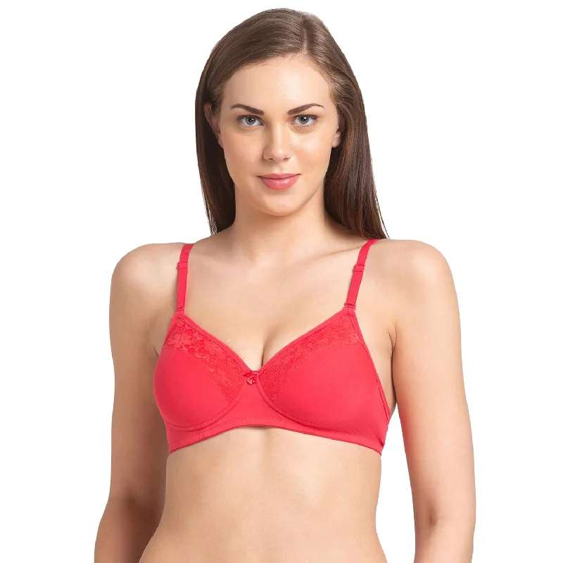 Wide - strap underwire wired bras for added comfortClick-Padded Solid Cotton Spandex T-shirt BraCoral Wide - strap underwire wired bras for added comfortClick-Padded Solid Cotton Spandex T-shirt BraCoral