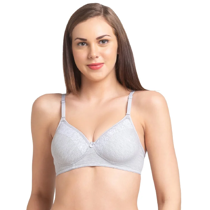 T - shirt underwire wired bras for everyday wearClick-Padded Solid Cotton Spandex T-shirt Bra Grey T - shirt underwire wired bras for everyday wearClick-Padded Solid Cotton Spandex T-shirt Bra Grey