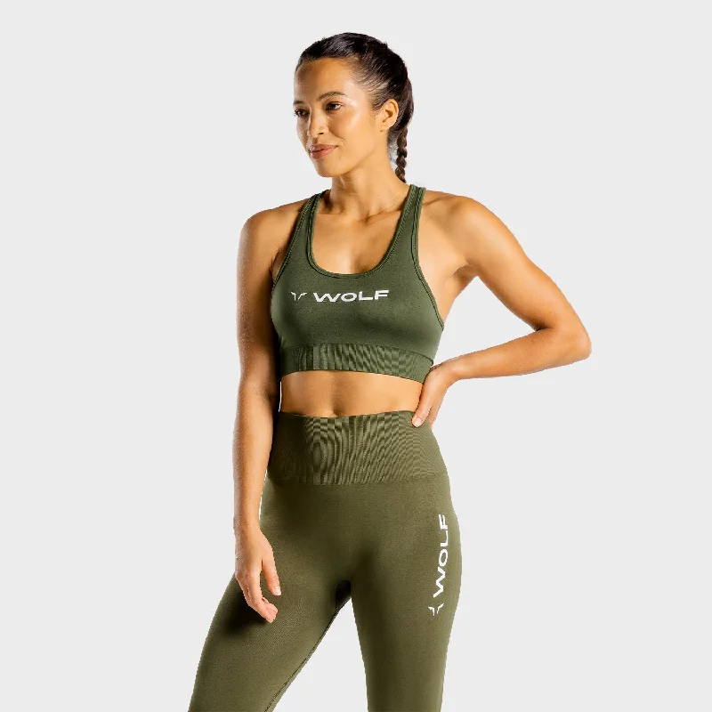 crossback women sport bra for added supportPrimal Bra - Khaki