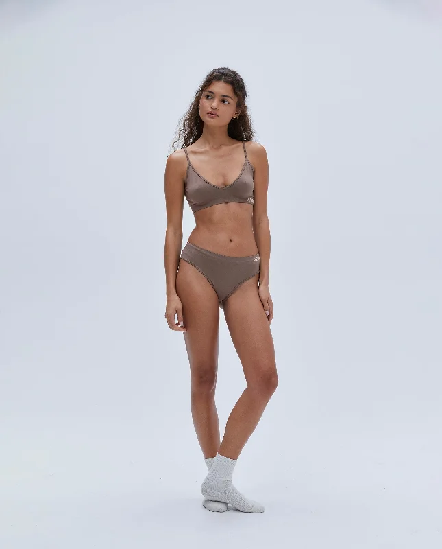 anti - odor women sport bra for freshnessSeamless Intimate Brief - Pebble Brown