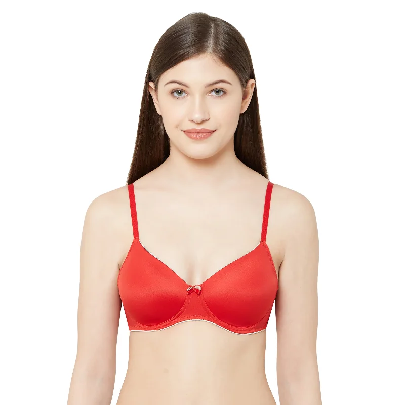 Underwire bralette - style wired bras for a trendy look​6404-Soft Padded Solid T-shirt Bra Red
