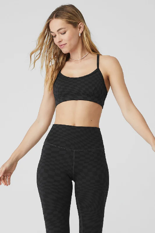 petite adjustable strap women sport braJacquard Checkered Gratitude Bra - Black/Anthracite