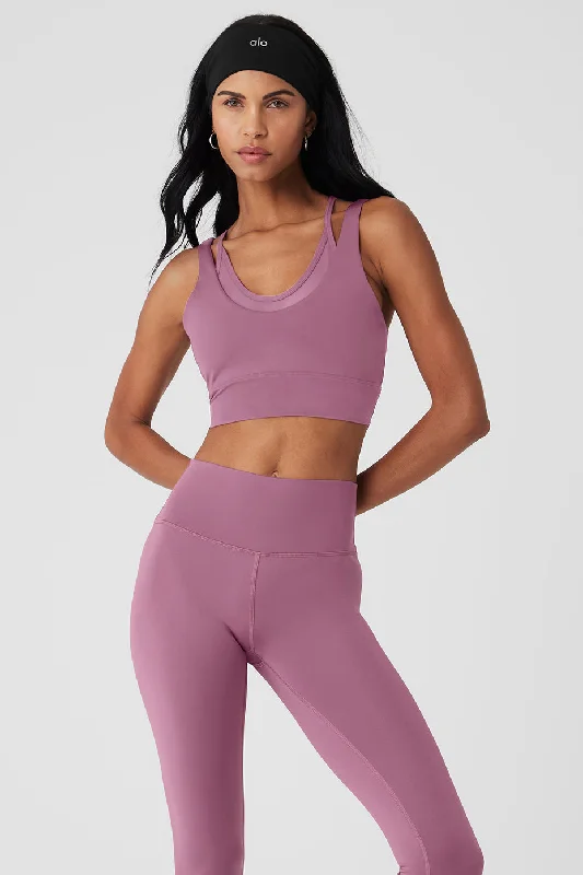 beaded women sport bra for a glamorous touchAirlift Double Trouble Bra - Soft Mulberry