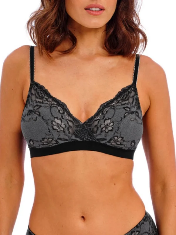 Lace - trimmed underwire wired bras for a feminine touchFlorilege Non-Wired Bralette - Black Lace - trimmed underwire wired bras for a feminine touchFlorilege Non-Wired Bralette - Black