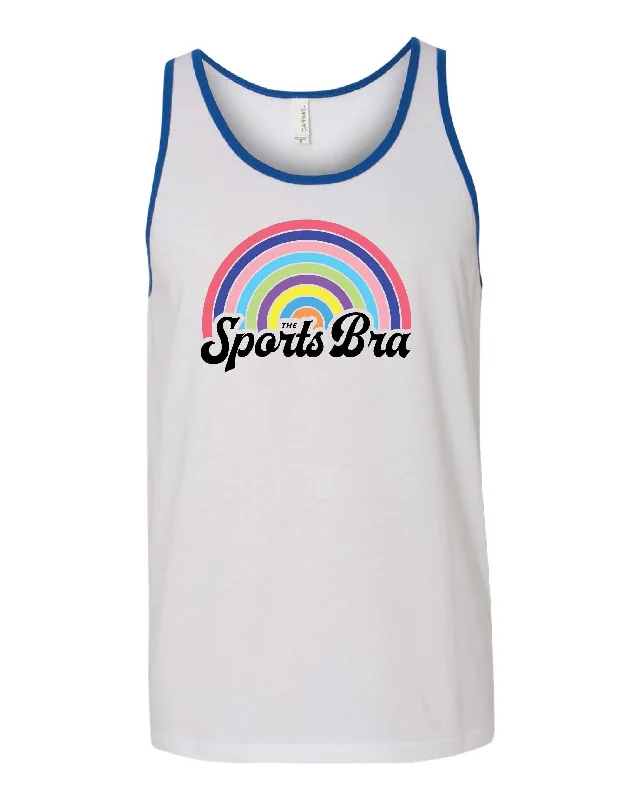 medium impact compression women sport braWhite Signature Logo Rainbow Tank - Unisex Fit