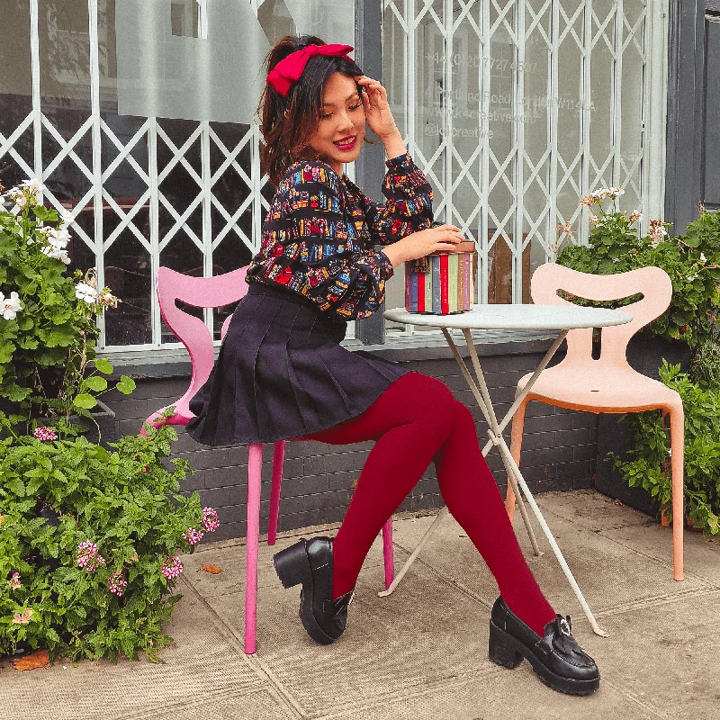 women tights made of cotton for breathabilityOpaque 80 Den Tights - Blood Red