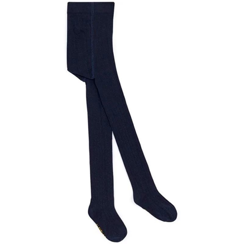 patterned women tights with floral designsBONTON Navy Tights Rib