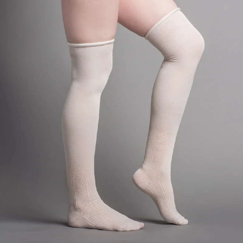 Washable faux fur - trimmed stockings​Silk Stockings (Ivory, Clocked)