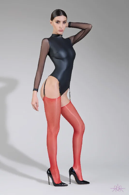Pantyhose - style seamless stockingsMaison Close Sheer Cut and Curled Glossy Red Stockings Pantyhose - style seamless stockingsMaison Close Sheer Cut and Curled Glossy Red Stockings