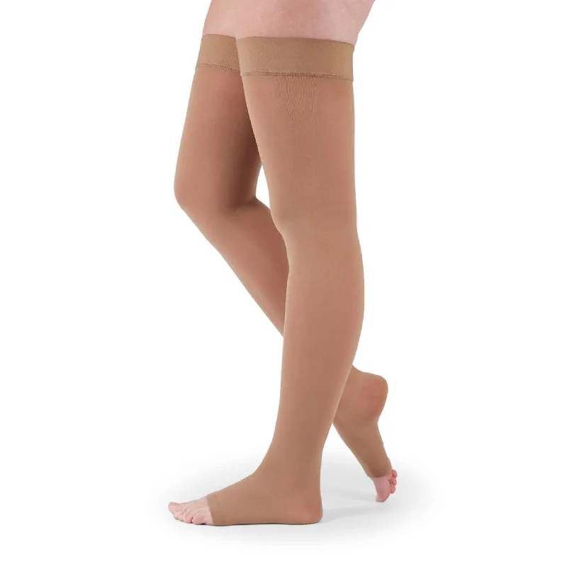 Seamless sheer nylon stockings for everyday wearMedi Assure 30-40 mmHg Thigh High w/Beaded Silicone Top Band, Open Toe Seamless sheer nylon stockings for everyday wearMedi Assure 30-40 mmHg Thigh High w/Beaded Silicone Top Band, Open Toe