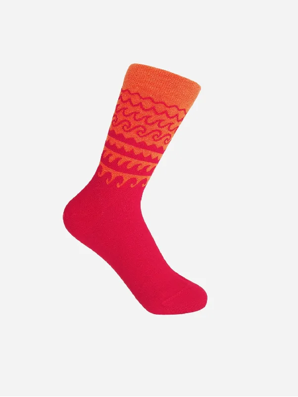 colorful women tights in bright red for a bold statementWave Women's Organic Cotton Socks | Orange