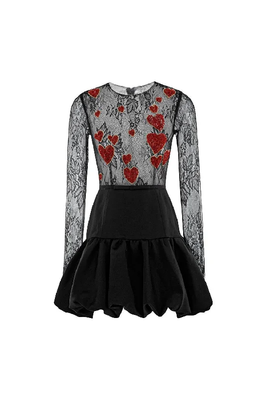 Chaos A-line Long Sleeved Lace Mini Dress